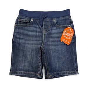 Wonder Nation Toddler 5T Dark Denim Elastic Waist Jean Shorts Pockets Blue